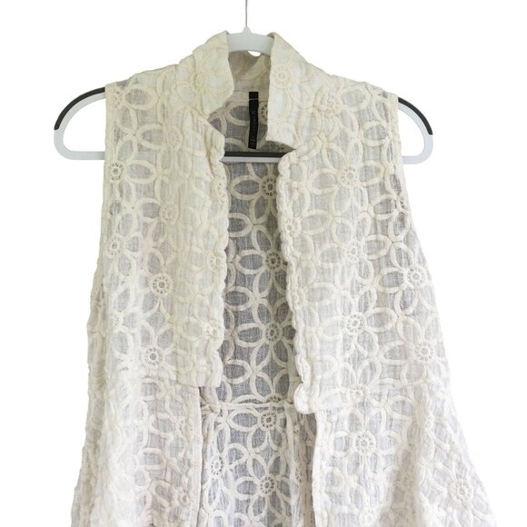IC by Connie K Open Sleeveless Lace Linen Cardigan Vest Lagenlook Size Large - Picture 4 of 9